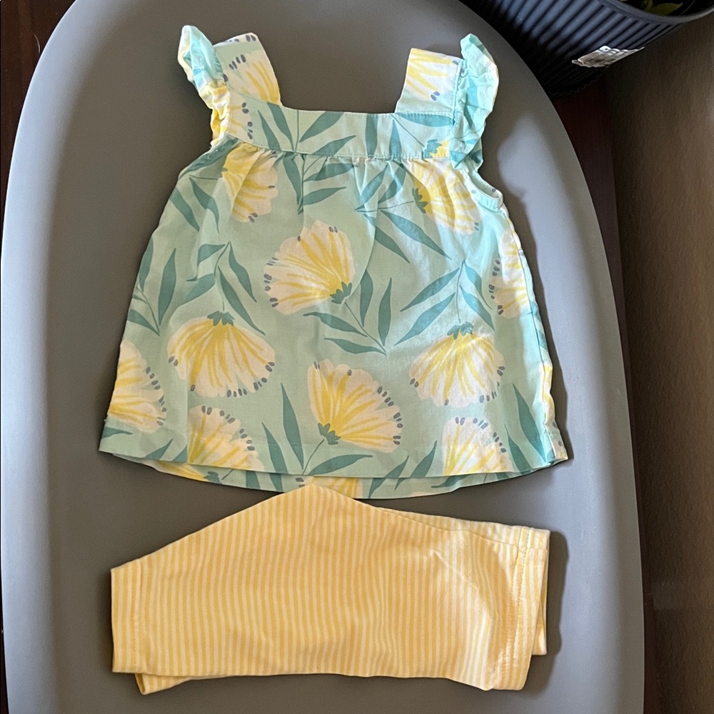 Carter's Aqua and Yellow Floral Kids Matching Set